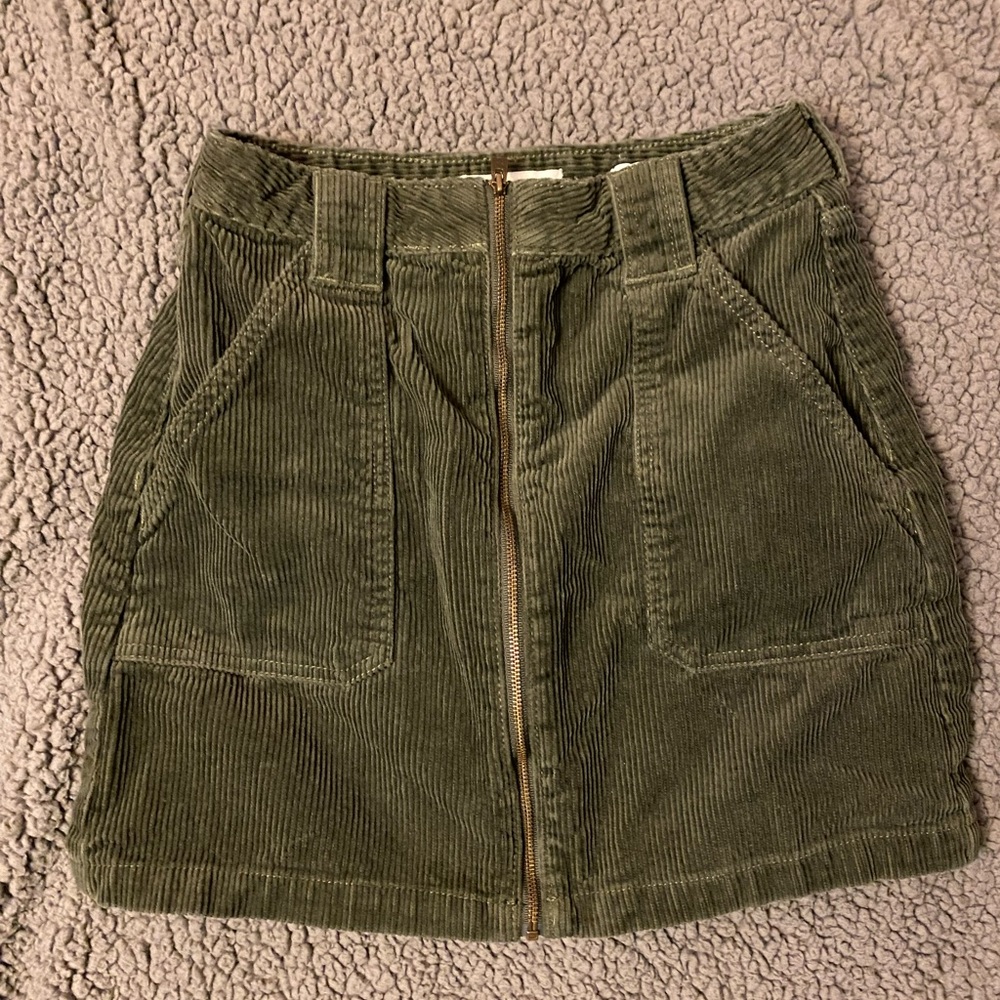 Hollister Green Corduroy Mini Skirt
